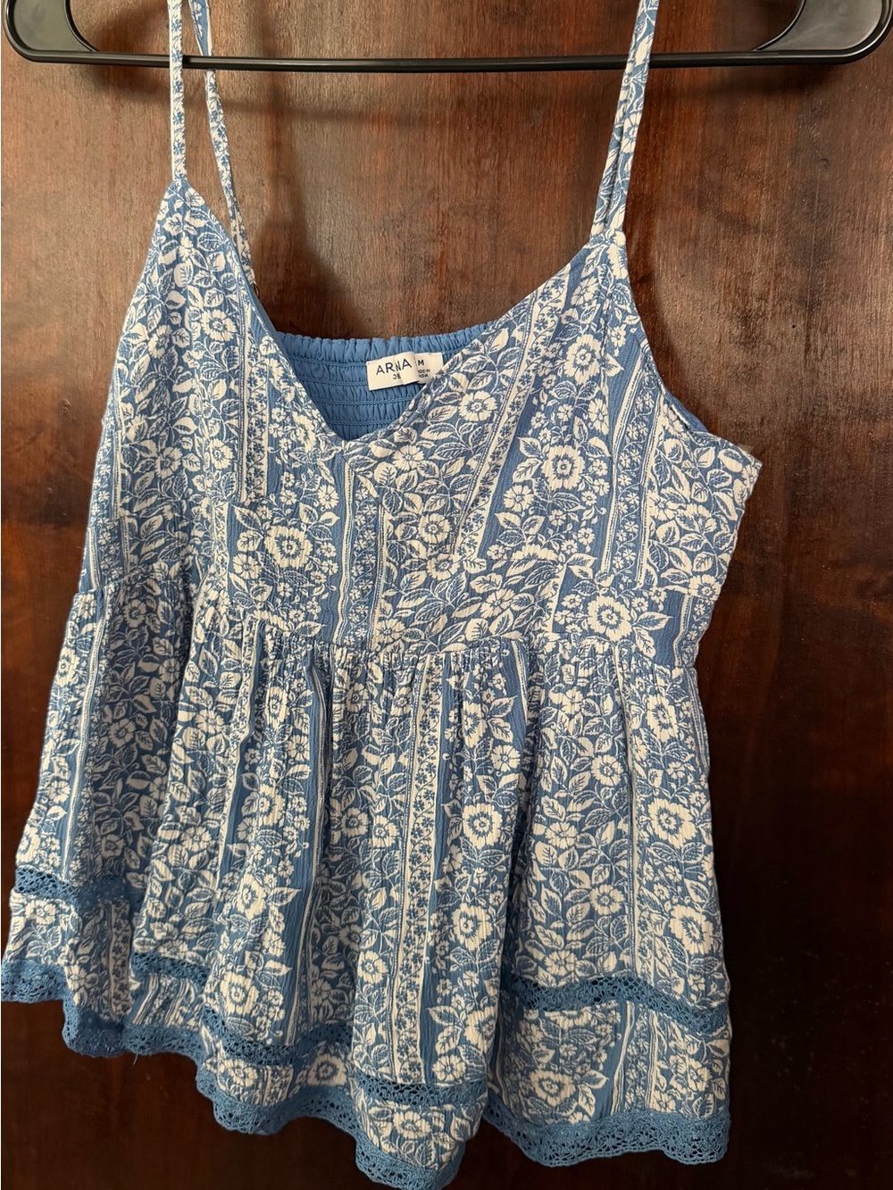 Blue Floral Sleeveless Top